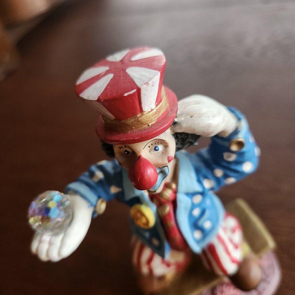 Spoontiques Balancing Circus Clown Swarovski Crystal Ball Vintage Top Hat Paint - Picture 8 of 10